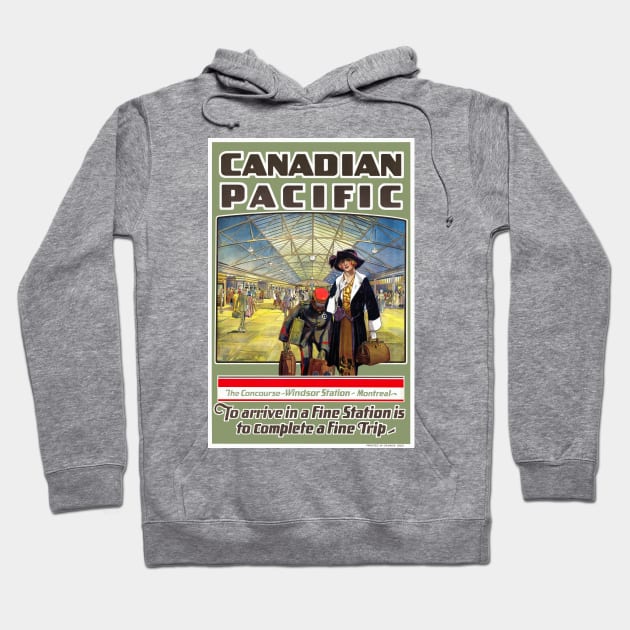 Vintage Travel Poster Canada Windsor Station Hoodie by vintagetreasure